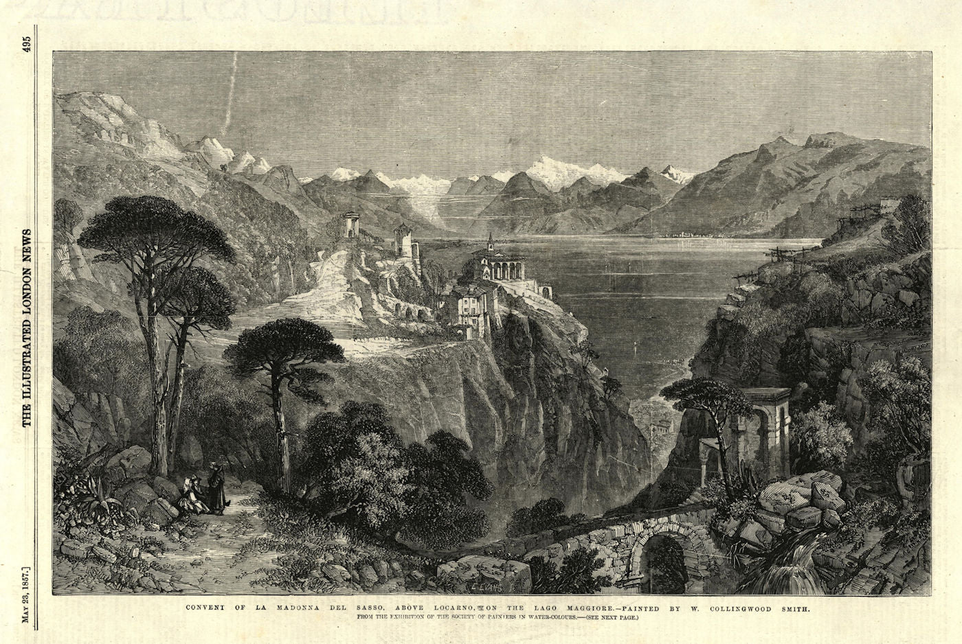 La Madonna del Sasso convent, above Locarno, on Lake Maggiore. Switzerland 1857